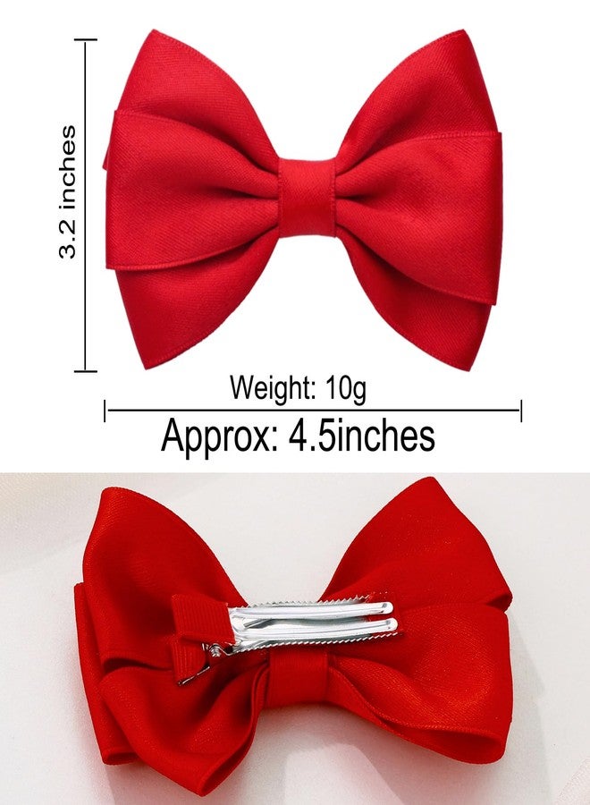 ZOLYCO 4.5 Inches Hair Bows for Girls Thick Ribbon Boutique Alligator Clips Hair Accessories for Baby Girls Toddlers Kids Teens 2 Pcs (Red) - Image 4